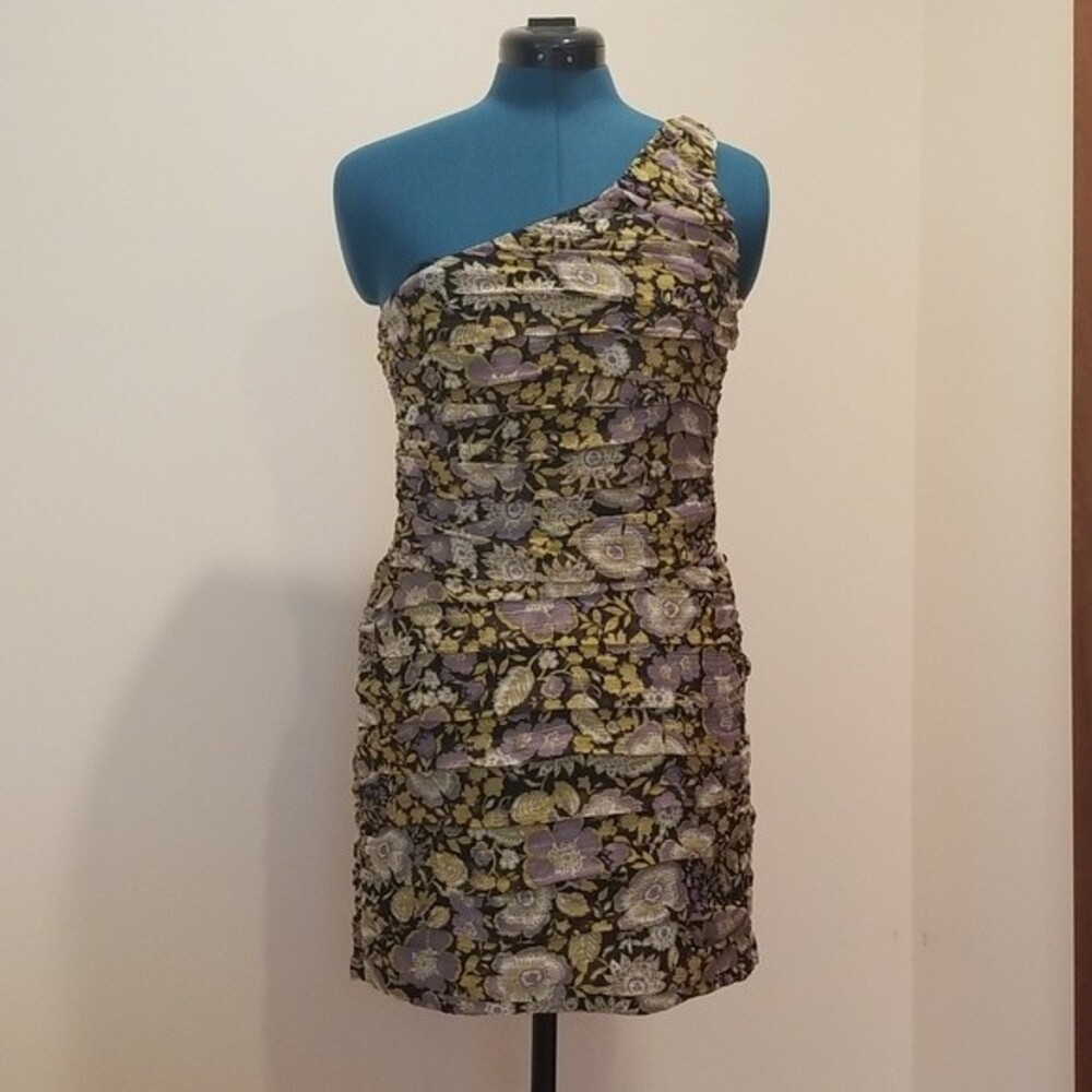 Zara Floral One Shoulder Mini Dress size M New With Tag - Picture 2 of 14